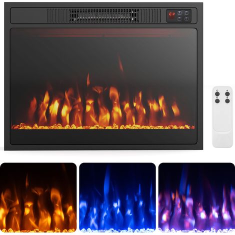COSTWAY 23 Inches Electric Fireplace Insert 750W/1500W Fireplace Heater-Black