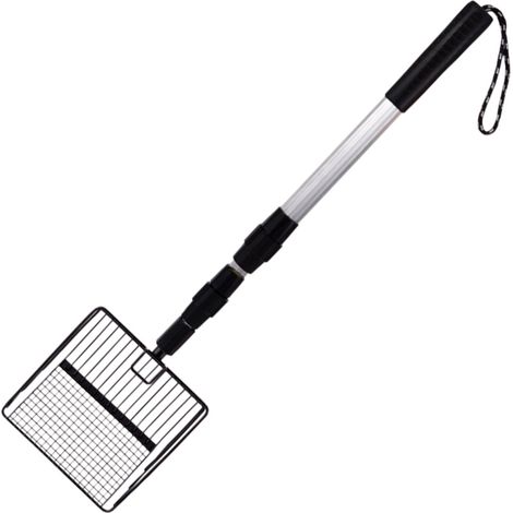 Cuillère À Litière Pour Chat - Manche Télescopique 12-24 Pouces - Tête Crible En Maille Fine 4x3 Pouces - Acier Inoxydable Entier - Poignée Antidérapante - 1 Pièce (1/5)