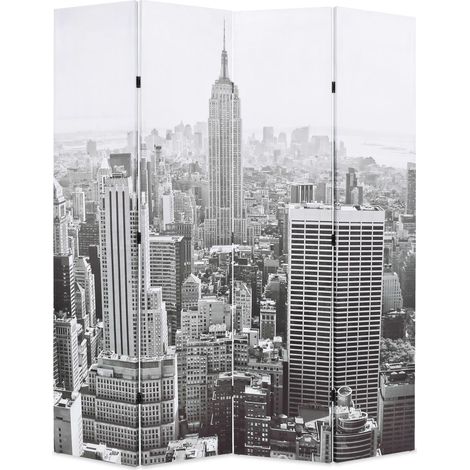Schermo divisorio divisorio decorazione murale mobile pieghevole 160 cm New York in bianco e nero