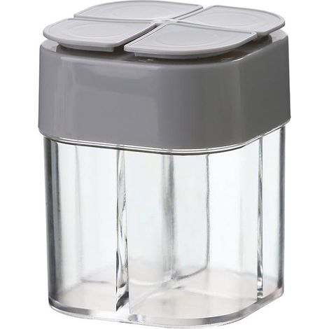 Set mit 4 grauen Reisegewürzfläschchen, Minifläschchen für Salz, Zucker und Gewürze, ideal für Picknicks und zum Kochen unterwegs