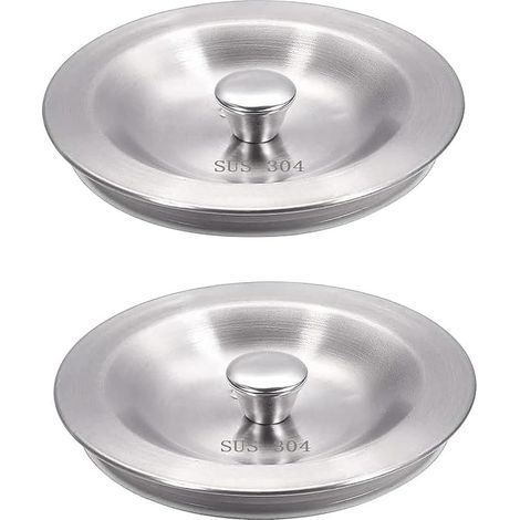 Sink Plug 80 mm Kitchen Sink Plug 2 Pieces Stainless Steel Sink Plug (1/5)
