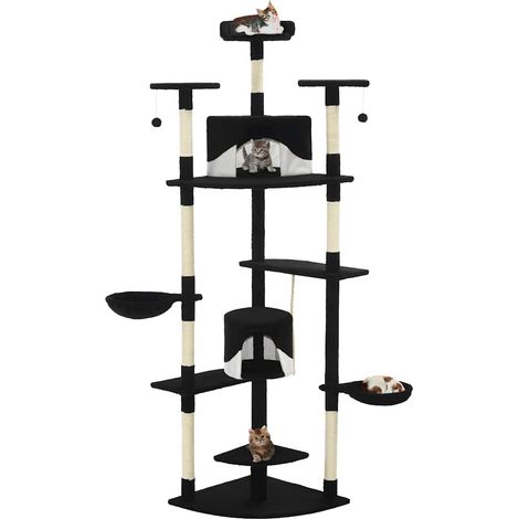 Arbre à chat avec griffoirs en sisal 203 cm noir et blanc (1/5)