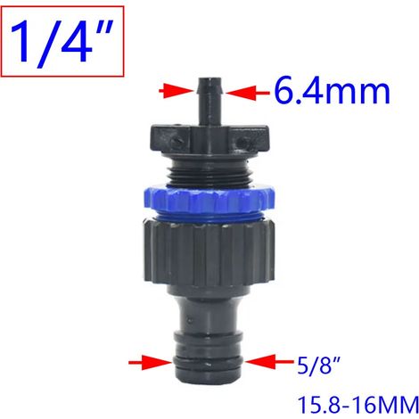 Raccord rapide pour tuyau d'arrosage (1I4 x A) : 1/4 pouce, 3/8 pouce, 1/2 pouce, 3/4 pouce, 1 pouce, 4/7 mm, 8/11 mm, 16 mm, 20 mm, 25 mm (1 pièce). (1/5)