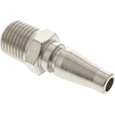 Raccord rapide pneumatique RS PRO, Filetage vers Mâle R 1/4 Mâle 1/4pouces Rectus 17, Schrader NW5 en Laiton, Acier ( Prix pour Paquet de 5 ) (1/2)