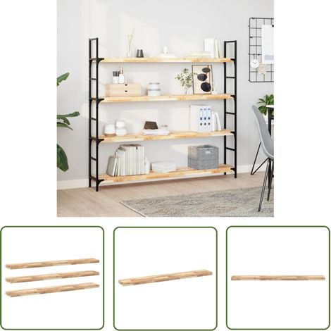 The Living Store Étagères flottantes 3 pcs 140x20x4 cm acacia massif non traité - Etagere Murale - Étagères Murales - Bibliothèque Murale - Rangement Mural - Decoration Murale (1/5)