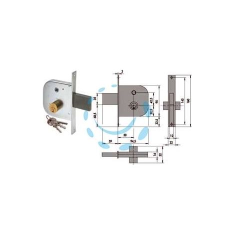 SERRATURA INFILARE PER CANCELLI CON QUADRO CATENACCIO E SCROCCO 42310 - mm.50 (42310500)