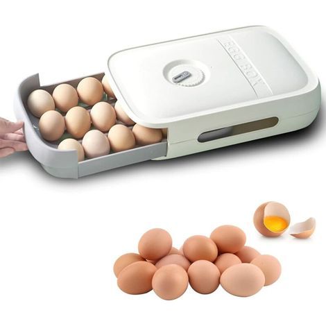 Huevera, caja de plástico para almacenar huevos, soporte para huevos para el refrigerador, huevera para el cajón, a prueba de polvo, adecuada para refrigeradores, cocinas y picnics. (1/5)