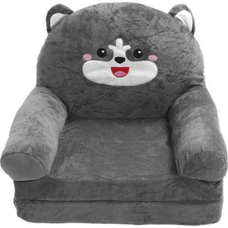 Canapé de détente léger 2 en 1 pour enfants, canapé-lit extensible, chaise pliable de dessin animé, couches de chien gris (1/5)