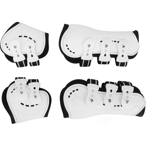 Guêtres pour tendons de cheval, amortissant les chocs, réglables, pour l'avant et l'arrière du cheval, protection des boulets, blanches, lot de 4, taille L (1/5)
