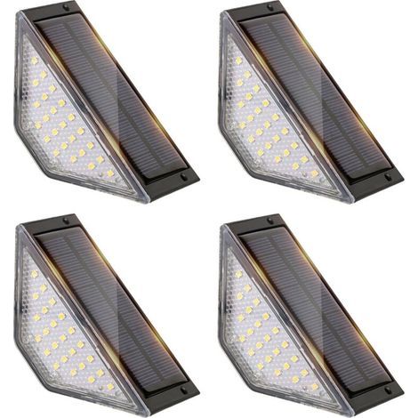 Lot de 4 lampes solaires pour jardin extérieur. lampes de jardin LED pour décoration de cour. terrasse. clôture. chemin. marches et escaliers. lampadaires LED IP65 étanches pour extérieur (1/5)