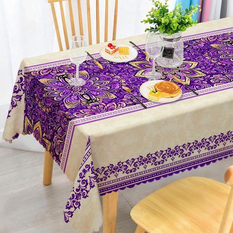 Nappe rectangulaire 140x240 cm Lila Mandala, résistante aux intempéries, lavable