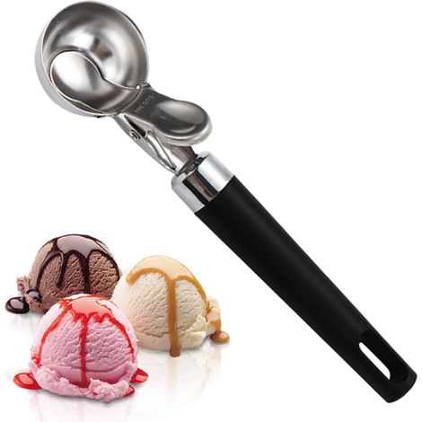 Eisportionierer - Eisportionierer aus Edelstahl mit leichtgängigem Auslöser, zum Portionieren von Eiscreme, Kuchenteig und Pürees (1 Stück) (1/5)