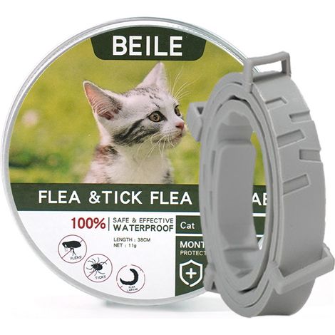 Collier pour chat 1 pièce collier anti-insectes et anti-puces pour chats (chat 18 kg 38 cm, gris) collier anti-insectes et anti-puces (1/2)