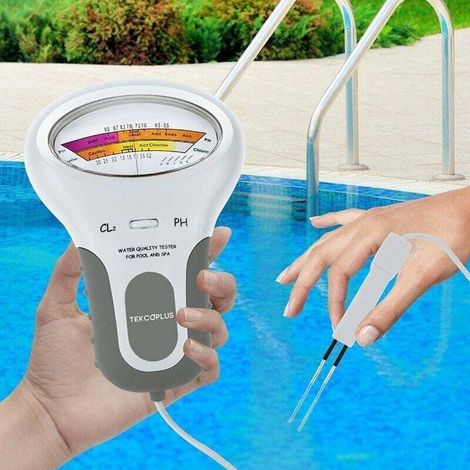 Wasserqualitätsanalysator, digital Chlor- und pH-Cl2-Tester für Schwimmbäder, Thermalwasserqualitätsanalysator mit Probe für Heimpools oder Spas, 1 AA-Alkalibatterie (1.5 V) (nicht im Lieferumfang e (1/4)