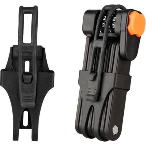 Antivol pliable pour vélo, combinaison à 4 chiffres, protection antivol renforcée, acier trempé, longueur 85 cm. Excellente protection antivol pour tous les vélos. (1/4)