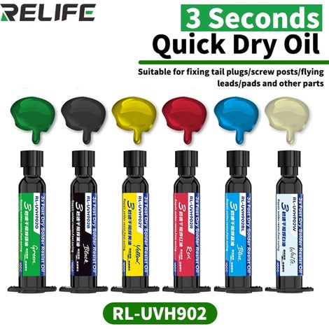 (RL-UVH902B) RELIFE RL-UVH902 Huile à séchage rapide en 3 secondes pour carte mère de téléphone portable BGA PCB, réparation de lignes volantes, outil de polymérisation UV (1/5)