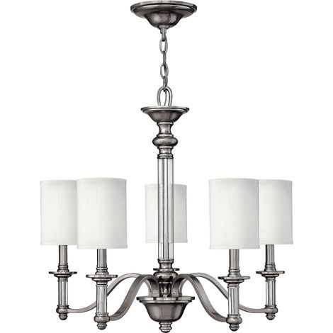 Elstead Sussex - Lampadario a 5 luci multibraccio finitura nichel spazzolato, E14 (1/4)