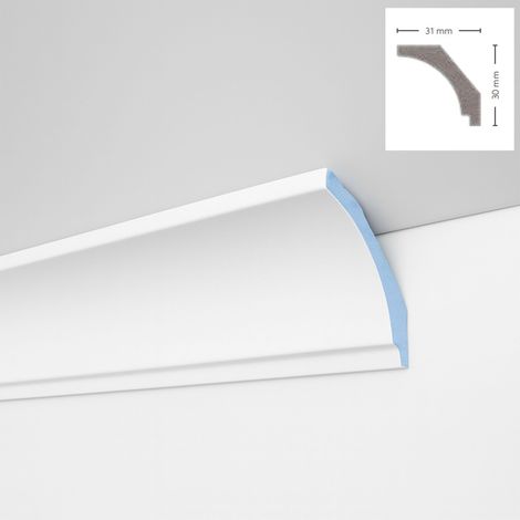 STOCK FOLLI Profilo a soffitto in Polimeri Bianco RAL 9016 verniciabile 31X30mm (Prezzo al metro)