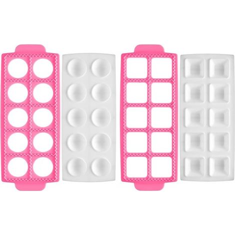Set di stampi per ravioli, 2 pezzi. Pressa multifunzionale per ravioli rotondi e quadrati. Risparmia tempo in cucina (Rosa). (1/5)