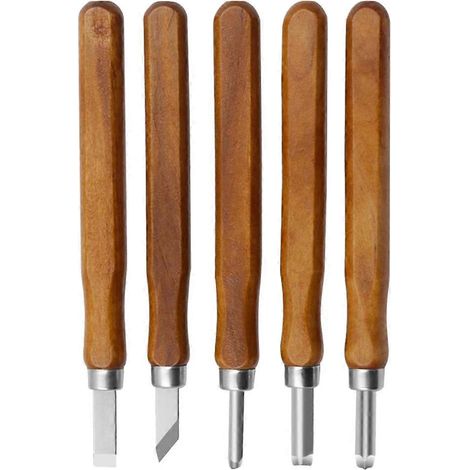 Ensemble de 5 pièces pour sculpture sur bois, poignées, travail du bois et artisanat (1/4)