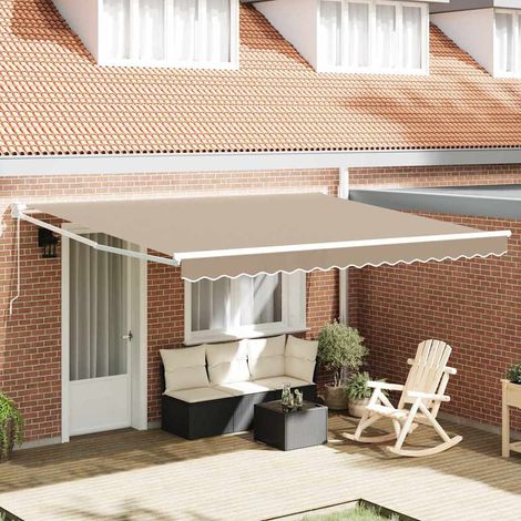 Auvent Rétractable-Store banne Beige 400 × 300 cm Polyester et Aluminium (1/5)