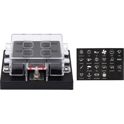 Boîte à fusibles à lame ATC ATO, panneau de bloc étanche avec Bus négatif pour voiture RV remorque camion Van 12-36VDC 6 voies