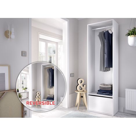 DEKIT - VESTIDOR CON ZAPATERO Y TRASERA REVERSIBLE - 205 x 60 x 45 cm - BLANCO / NATURAL (1/5)