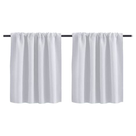 rideaux courts blancs pour cuisine 40x60 cm  Rideaux couleur café en imitation lin, tamisant la lumière pour petites fenêtres, salles de bains et sous-sols (1/4)