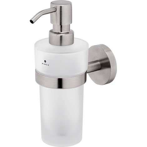 Distributeur De Savon Verre Satiné, Avec Fixation Inox brossé, Unix Nimco (1/5)