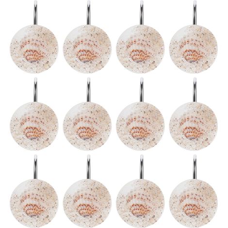 Crochets de rideau de douche en forme de coquillage (Lot 12), accessoires décoratifs pour rideau de douche, thème océan pour une ambiance plage