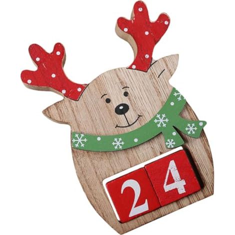 Calendrier de L'avent en Bois Forme Cerf, Décoration de Noël Créative, Réutilisable et Pratique pour Restaurant ou Décoration Intérieure (1/5)