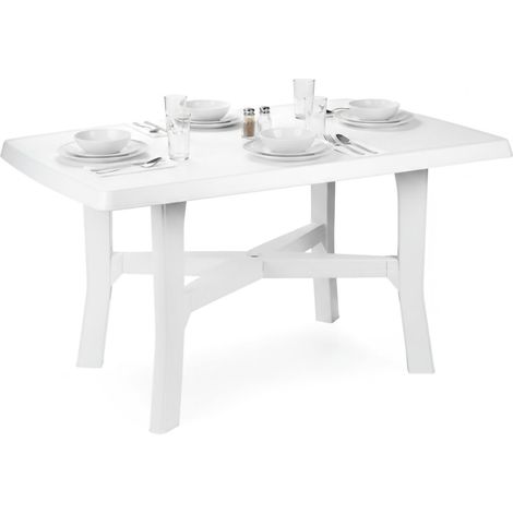 Dmora Rechteckiger Gartentisch, Made in Italy, Farbe Weiß, Maße 88 x 72 x 138 cm