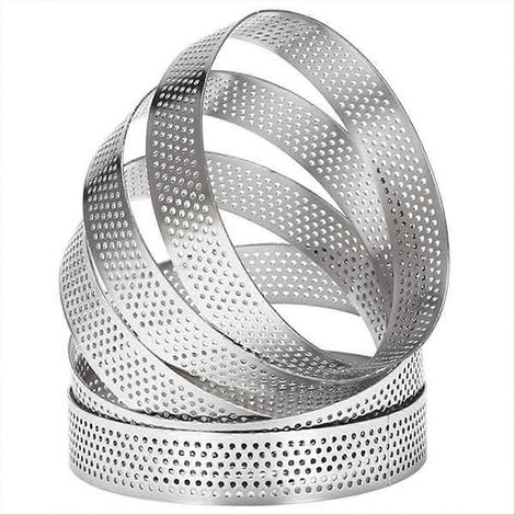40 pièces circulaire cercles à tarte trous acier inoxydable fruit tarte Quiches gâteau mousse moule cuisson moule 10cm (1/5)