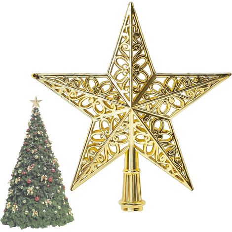 Étoile de Sapin de Noël 20CM Tree Top Décoration Légère Classique Creuse en Plastique Décoration Sapin Noël Adapté aux Festivals, Fêtes (1/4)