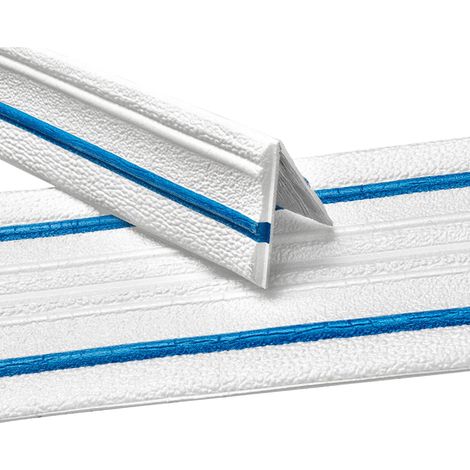 Plinthe souple autocollante blanche avec ligne bleue - Moulure murale flexible, bordure de finition et plinthe décorative