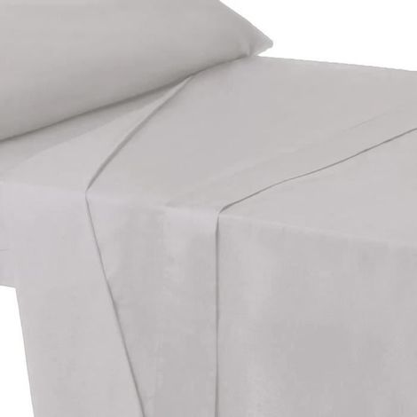 Drap dessus de lit - JUANIO - 270x160 cm - Polyester-coton 52/48 - Anti-acariens - Gris clair
