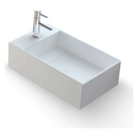 MANEA G - Vasque rectangulaire suspendue - Design Elégant et Raffiné - Solide et Robuste - Entretien Facile - Blanc - 30 x 50 x 15 cm (1/5)