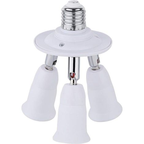 E27 Triple pour Ampoule LED a Visser, 360° Réglable, AC 220-240V, Adaptateur 3 E27 pour Support Ampoule Plafond, Rallonge Douille E27 Orientable Eclairage pour Studio/Garage, Blanche (1/4)