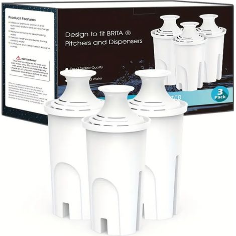 Lot de 3 cartouches filtrantes de rechange pour carafes filtrantes, compatibles avec les carafes filtrantes OB03 YK008, cartouches filtrantes à charbon actif, adaptées aux carafes filtrantes de cuisin (1/5)
