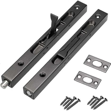 2 pièces de crémone de porte, crémone invisible, serrure invisible, crémone pour portes composites, portes en bois, portes doubles (noir) (1/5)