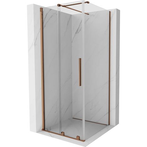 Cabine de douche coulissante Mexen Velar 90 x 90 cm, transparent, or rose - 871-090-090-01-60 (1/5)