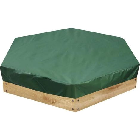 Housse de bac à sable hexagonale 230 x 200 cm - étanche à la poussière - Avec cordon de serrage - Housse de protection pour bac à sable - Jouet de sable (1/4)
