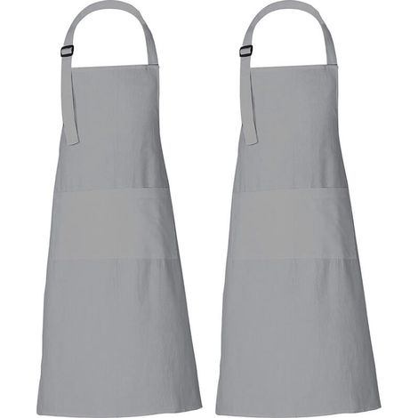 Tablier de Cuisine Premium pour Homme & Femme - Tablier de Chef & Tablier de Barbecue BBQ - Réglable avec Longues Sangles & Boucle - 3 Grandes Poches - Lavable à 60°C gris
