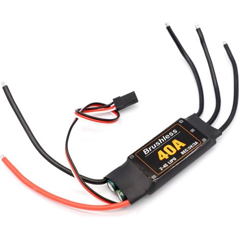 Regolatore di velocità ESC brushless 40A 2-4S, regolatore di velocità BEC 5V 3A per motore per aeroplani RC ad ala fissa, droni, elicotteri e quadricotteri fai da te.
