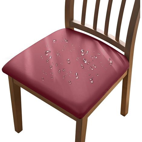 Set di 4 coprisedie bordeaux, 36-48 cm, fodere per sedie rimovibili in similpelle impermeabile con fibbie, adatte per sedie da sala da pranzo (1/5)