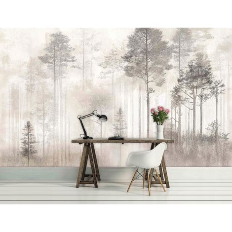 Fototapete Wald Vintage Bäume Natur, für Wohnzimmer und Schlafzimmer, 150 x 105 cm – Komplettset inkl. Kleister & Anleitung (1/5)