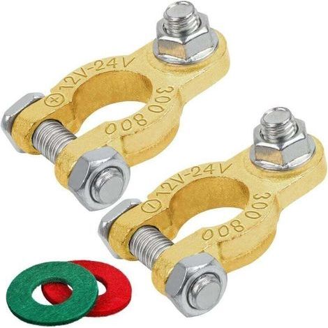 1 Paire Cosse Batterie Bornes 12V 24V de Batterie Connecteurs pour batterie de voiture - Bornes de raccordement universelles pour voiture, bateau, camping-car, caravane (1/4)