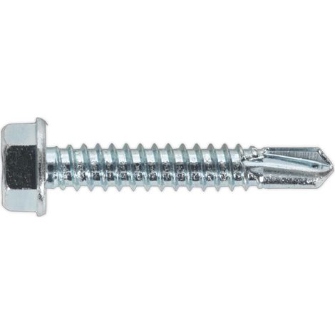 Sealey Zinc Plated Self-Drilling Hex Head Screw 6.3 x 38mm - Pack of 100 SDHX6338