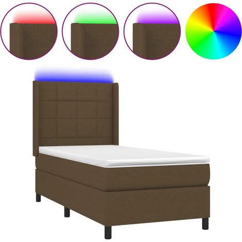Maison Exclusive - Letto a Molle Materasso e LED Marrone Scuro 90x190cm in Tessuto