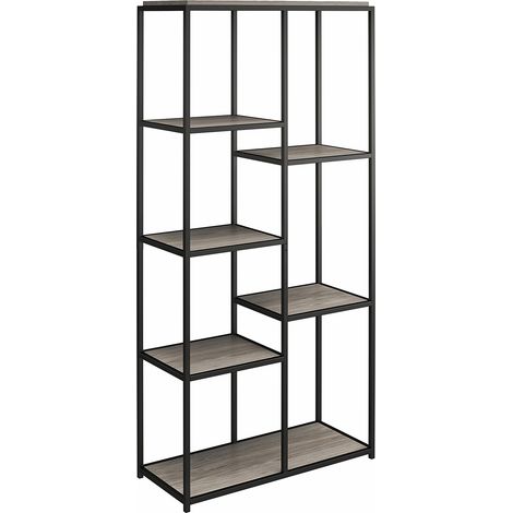 QuincyBibliothèque à 5 étagères en effet chêne gris (1/5)